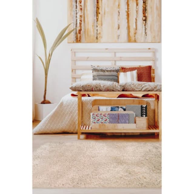 Melrose Super Soft Washable Shaggy Champagne Coloured Area Rug 60X100Cm