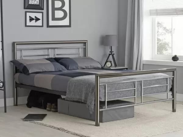ASC Maya 4ft6 Double Chrome and Nickel Metal Bed Frame