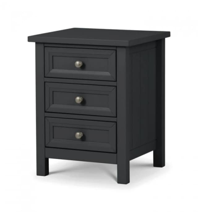 Julian Bowen Maine Anthracite 3 Drawer Bedside Table