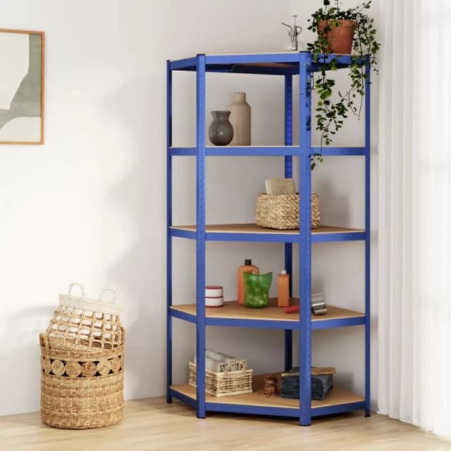 VIDAXL Vidaxl - 5-Layer Corner Shelf Blue Steel&Engineered Wood 8720287138372