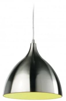 1 Light Dome Ceiling Pendant Brushed Steel, Green Inside, E27