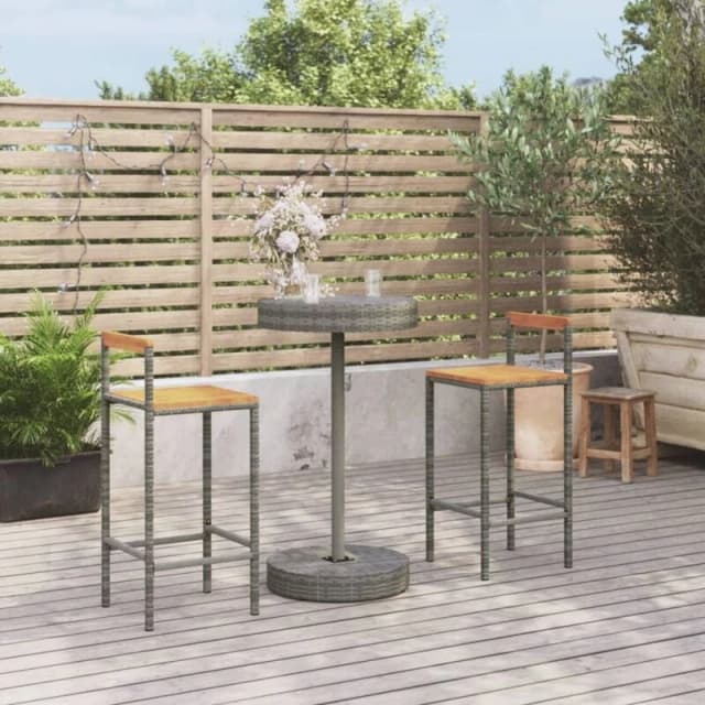 VIDAXL Vidaxl - 3 Piece Garden Bar Set Grey Poly Rattan&Solid Wood Acacia 8720845881009