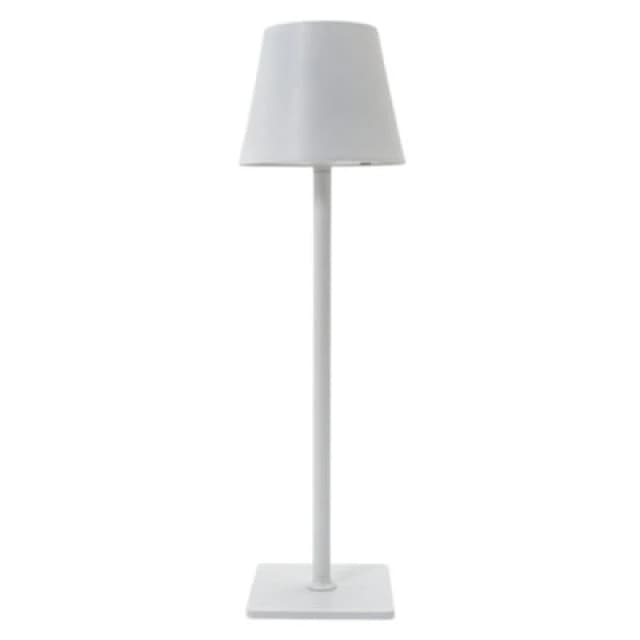 Happy Homewares Tall White Rechargeable Touch Dimmable Table Lamp With Metal Shade