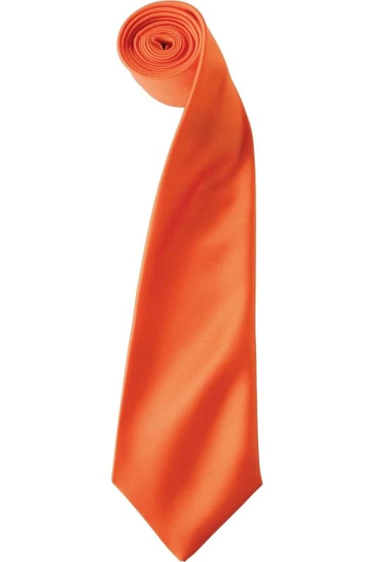 Premier Premier Men Plain Satin Tie (Narrow Blade) in Orange Orange One Size Male 5055805451941