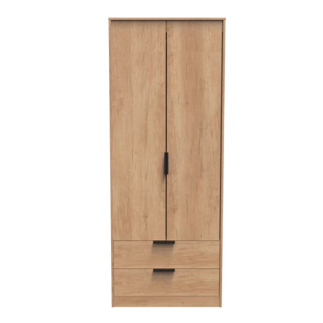 Fuji 2 Door 2 Drawer Wardrobe In Nebraska Oak (Ready Assembled)