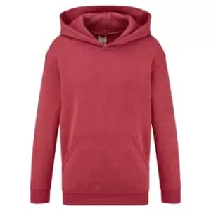Fruit Of The Loom Childrens Unisex Hooded Sweatshirt / Hoodie (5-6) (Heather Red)