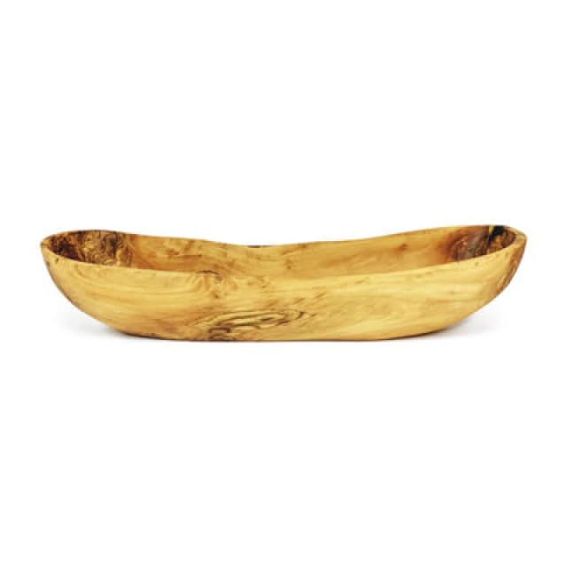 Verano Spanish Ceramics Olive Wood Natural Grained Rustic Kitchen Dining Handmade Snack Boat 35cm Natural unisex