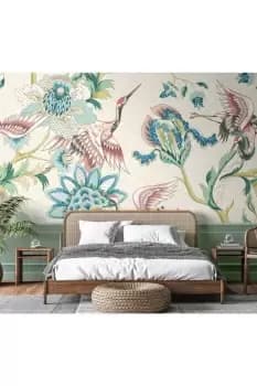 Cranes in Flight Cream Matt Smooth Paste the Wall Mural 350cm wide x 280cm high