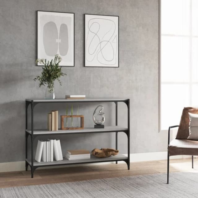 Vidaxl Book Cabinet Grey Sonoma 100X33X70.5Cm Engineered Wood And Steel, Grey 819355