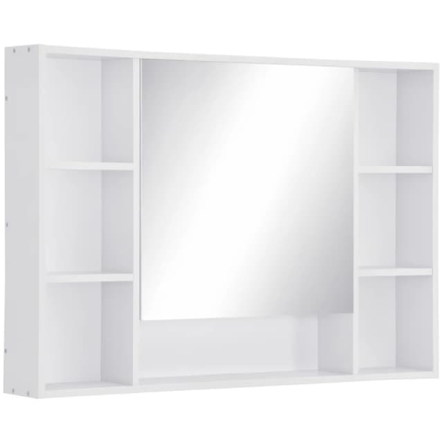 kleankin Bathroom Cabinet Wall Mount Storage organiser Mirror Shelves White 834-419