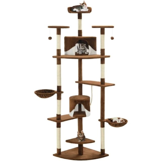 Cat Tree with Sisal Scratching Posts 203cm Brown and White