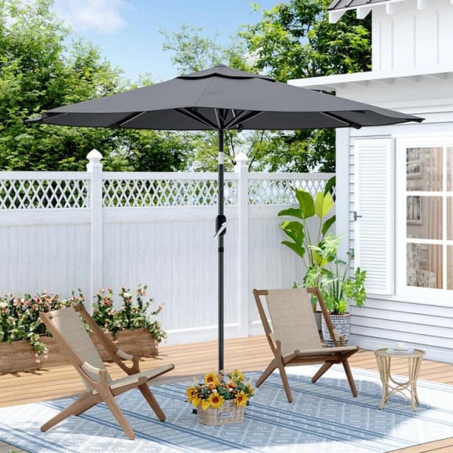 Breeins 3M Rotating Patio Parasol for Outdoors Grey Grey unisex One size