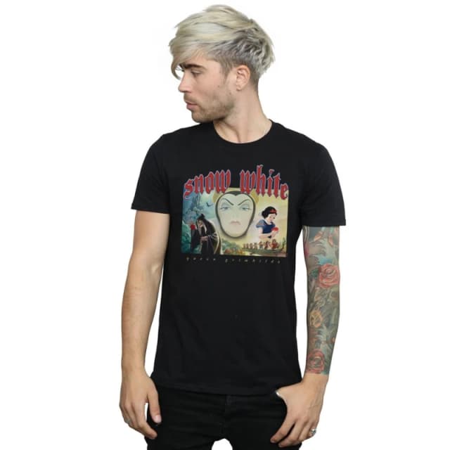 Disney Men Snow White And Queen Grimhilde T-Shirt in Black Size: Small Black S Male 5059114964932