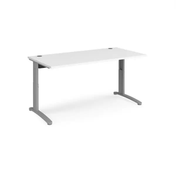 TR10 Office Desk Wheelchair Friendly Rectangular Desk 1600mm White Tops With Silver Frames TR10 White THS16SWH
