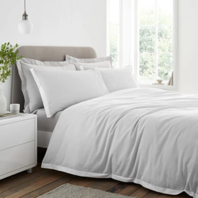 Bianca Seersucker Woven Stripe Duvet Cover Bedding Set Grey