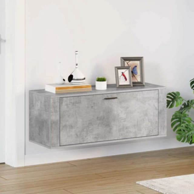 Vidaxl Wall Shoe Cabinet Concrete Grey 100X35X38cm Engineered Wood
