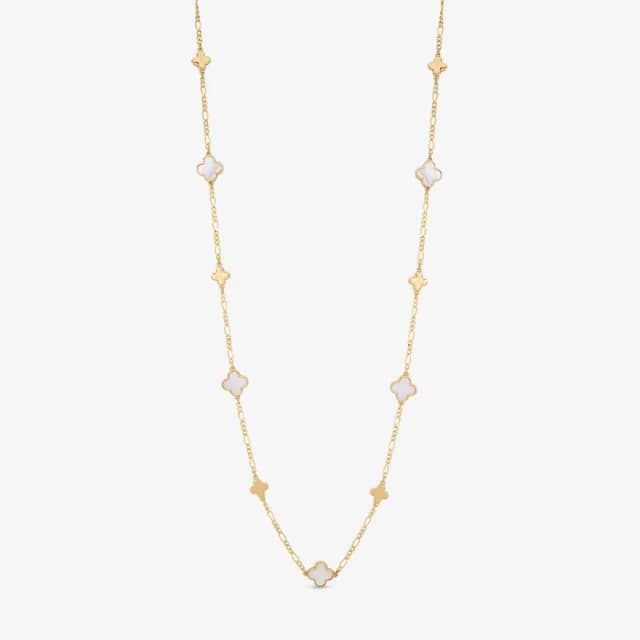 Inicio Gold Plated Polished Mother of Pearl Long Clover N Chain Necklaces One Size Gold 40930310000