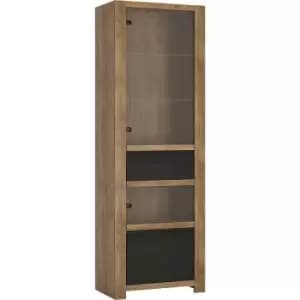 Havana 1 door 1 drawer display cabinet in Lefkas Oak with matte Black fronts - Lefkas Oak with matte Black fronts