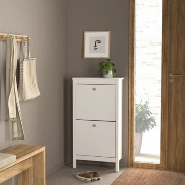 Furniture To Go Madrid Shoe Cabinet 2 Flip Down Doors White
