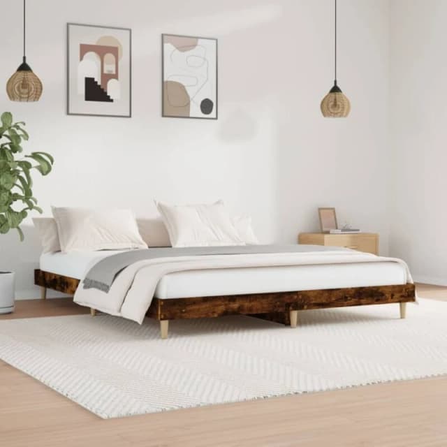 VIDAXL Bed Frame without Mattress Smoked Oak 140x200cm Engineered Wood Vidaxl 8720845795276