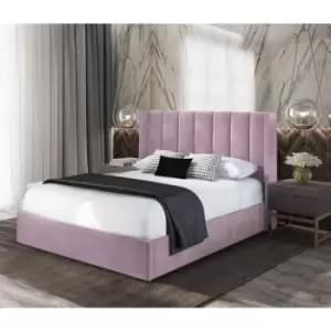 Marilynn Upholstered Beds - Plush Velvet, Double Size Frame, Pink - Pink
