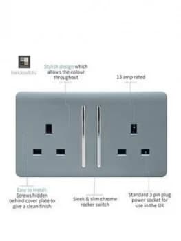 Trendiswitch 2G 13A Switched Socket Cool Grey