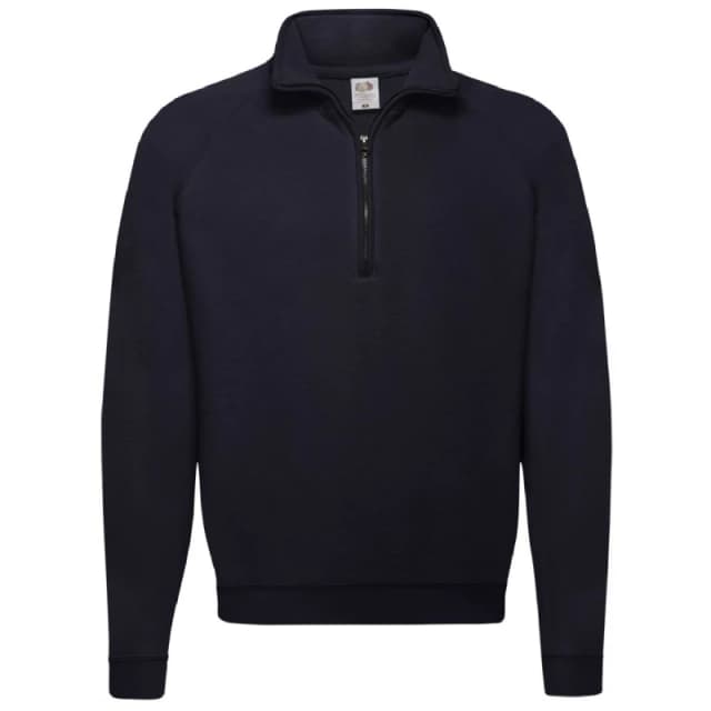 Fruit Of The Loom Fruit of the Loom Men Zip Neck Sweatshirt Top in Mid Navy Size: Small Mid Navy S Male 5055747692938