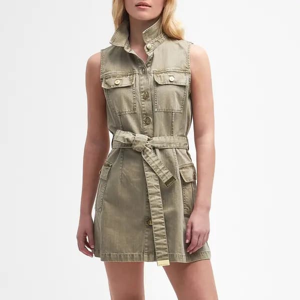 Barbour International Tamsin Denim Mini Dress - UK 12 Green Dresses female LDR0803KH12 UK 12