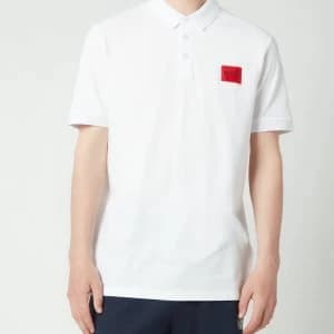 Hugo Boss Dereso 212 Red Patch Logo Polo Shirt White Size 2XL Men