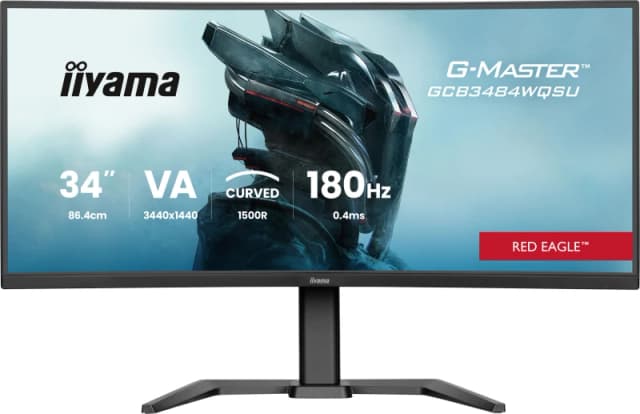iiyama G-Master Red Eagle GCB3484WQSU-B1 34" UWQHD 180Hz Curved Gaming Monitor with FreeSync Premium - Black