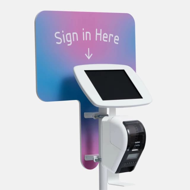 Bouncepad Floorstanding with Brother Printer Mount and Branding Board (inc USB Cable) Exposed Front Camera and Home Button White Apple