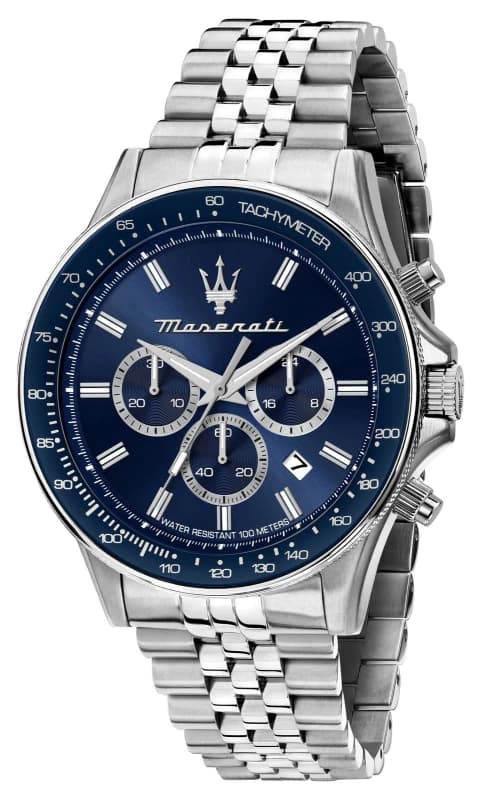 Maserati Sfida 44mm Chr Blue Dial SS Br Blue male