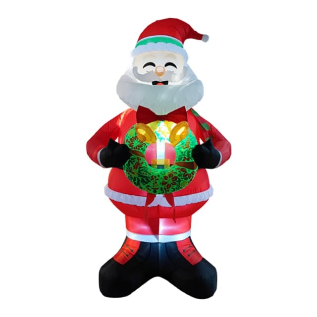 LIFE IDEAS 2.4M Santa Holding Wreath Decoration Multi-Colour unisex One size