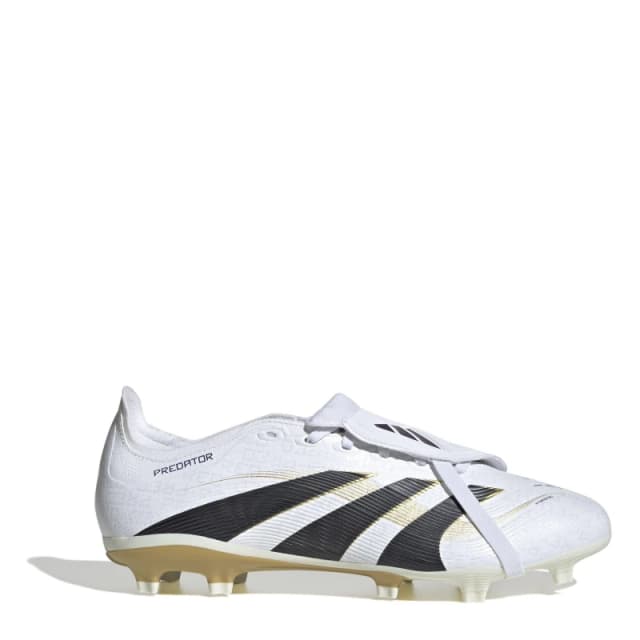 adidas Predator League Fold-Over Tongue Firm Ground Football Boots White/Blk/Gold male 10.5(45.3)