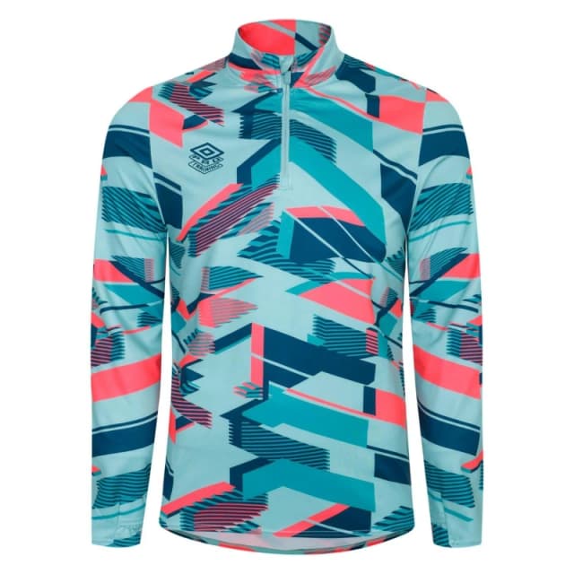 Umbro Premier Graphic Warm Up Mid Layer Top Blue Pink male S
