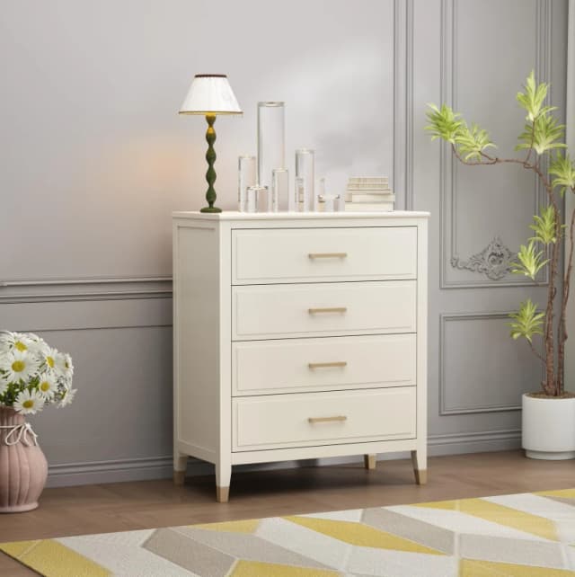 Cabinet Bits Palazzi 4 Drawer Chest of Drawers in Off-White Off-White Unisex