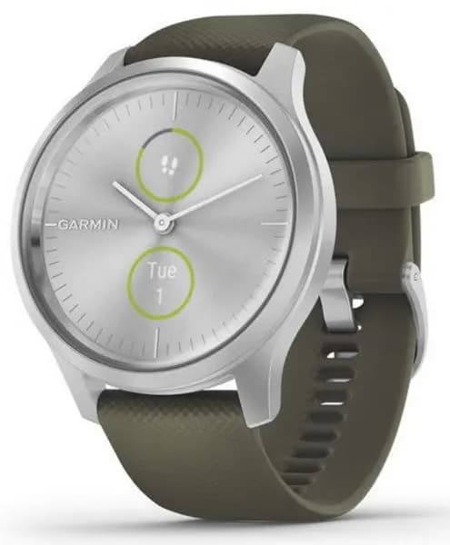 Garmin Watch Vivomove Style Silver Aluminium Case Moss Silicone GMN-225