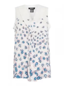 DKNY Sleeveless ruffle front blouse Off White