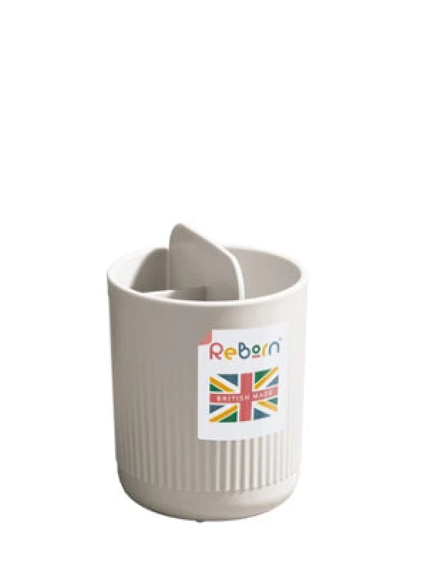 ReBorn Reborn Recycled Toothbrush Holder - Stone Bathroom Accessories Caddy - With Three Compartments - Made In The Uk
