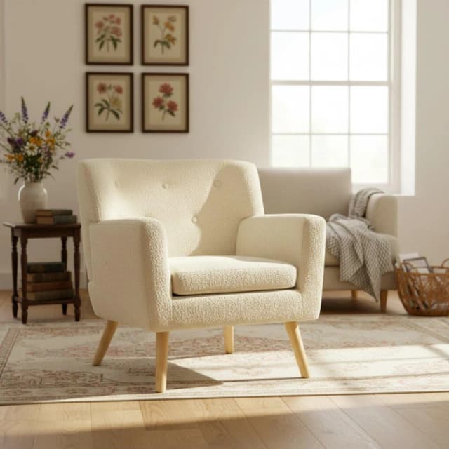 Biba Accent Armchair Beige Boucle unisex One Size