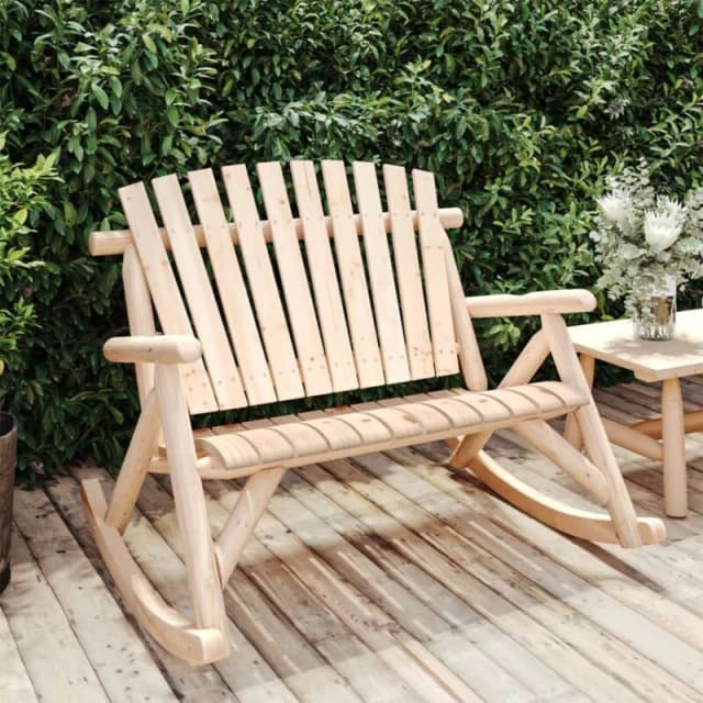 VIDAXL 2-Seater Garden Rocking Bench 123x96x102cm Solid Wood Spruce Vidaxl 8720845754655