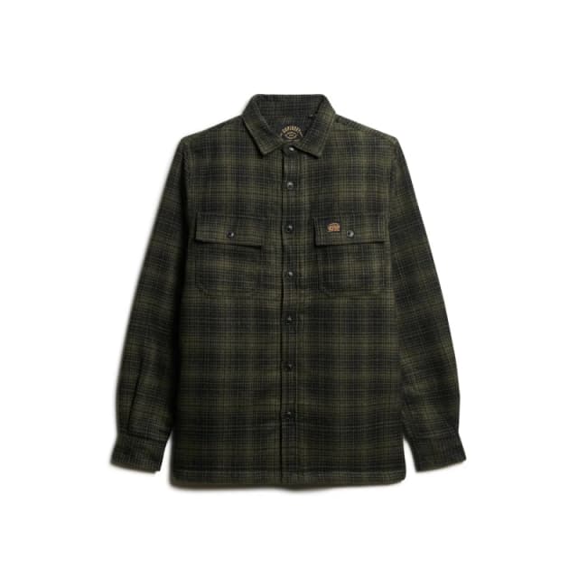 Superdry Wool Miller Overshirt Haze Ombre Olive S