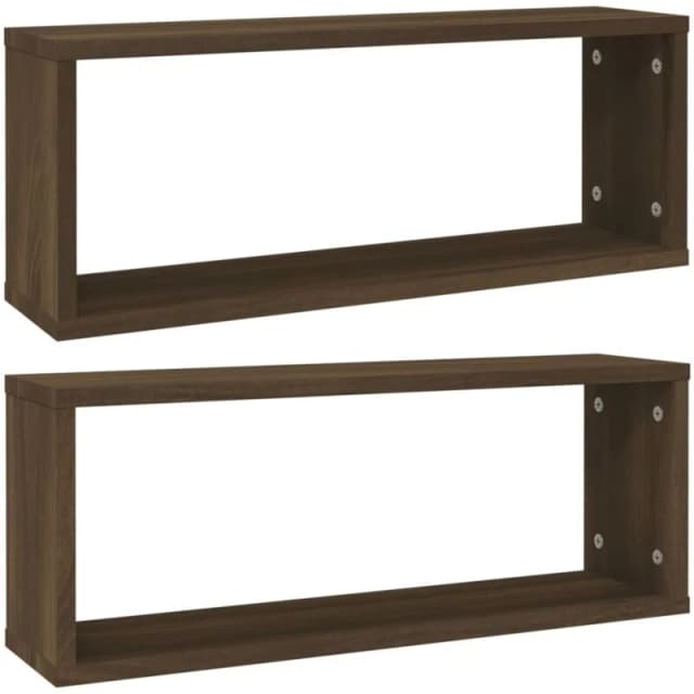 VIDAXL Vidaxl - Wall Cube Shelves 2 pcs Brown Oak 60x15x23cm Engineered Wood 8720286956106