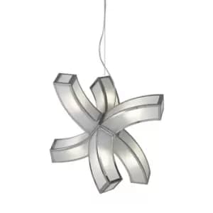 Duna GU10 Pendant 6 arms 6 Light L1/SGU10, Polished Chrome/White Acrylic, CFL Lamps INCLUDED