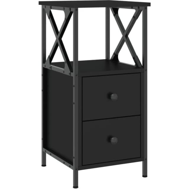 VIDAXL Bedside Cabinet Black 34x35.5x70cm Engineered Wood Vidaxl 8720845939021