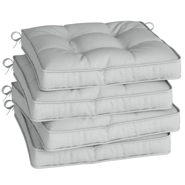 OUTSUNNY 42 x 42cm Replacement Garden Seat Cushion Pad with Ties, Light Grey Size: 42 x 42cm Light Grey Unisex 42 x 42 cm