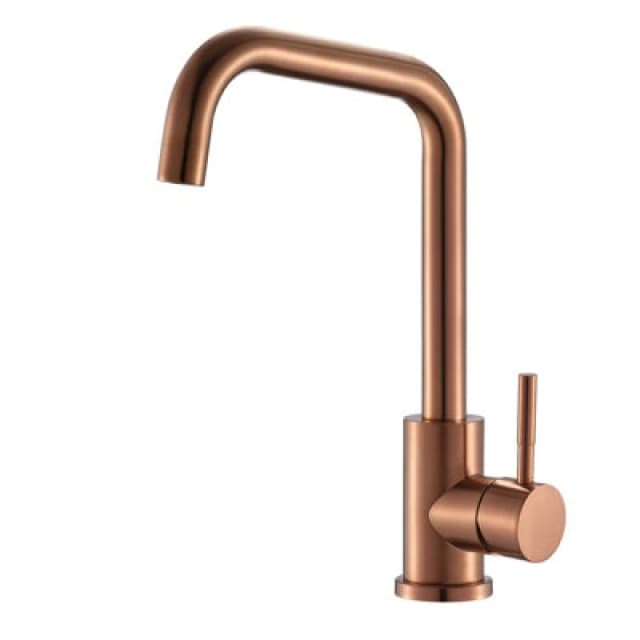 Reginox Salina Copper Effect Square Neck Kitchen Mixer Tap - Deck Mounted Stainless Steel