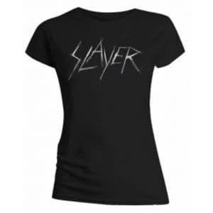 Slayer Scratchy Logo Ladies Black T Shirt: Large