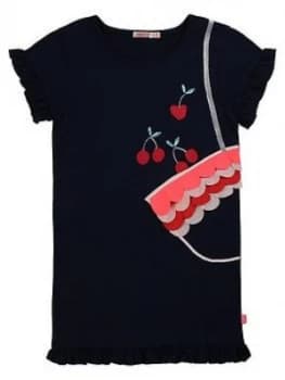Billieblush Girls Cherry Applique T-Shirt Dress - Navy