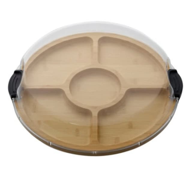 Farberware Build-A-Board Bamboo Lazy Susan, Round Snack Board With 5 Dividers, 35.5Cm